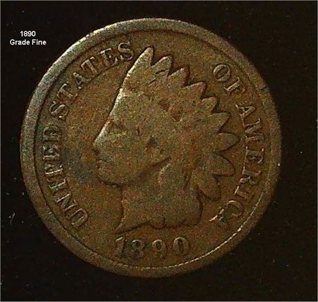 1890 Indian Head Penny Grade Fine