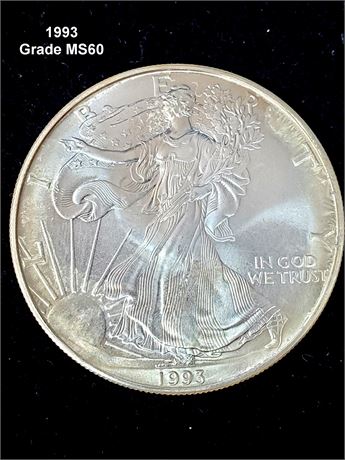 1993 American Silver Eagle Dollar Grade MS60