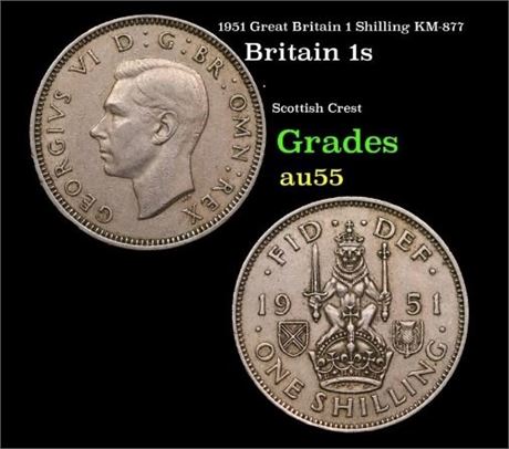 Great Britain 1951 One Schilling Grade AU55