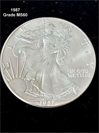 1987American Silver Eagle Dollar Grade MS60