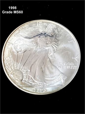 1998 American Silver Eagle Dollar Grade MS60