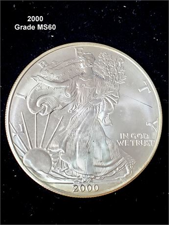 2000 American Silver Eagle Dollar Grade MS60