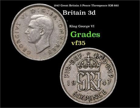 Great Britain 1947 Six Pence Grade VF35