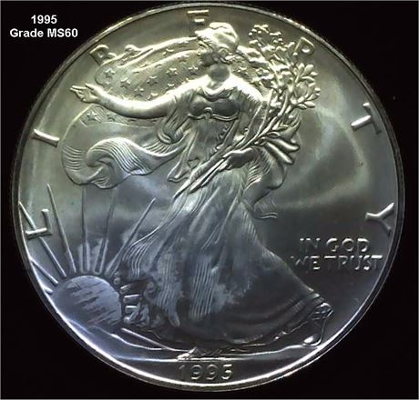 1995 American Silver Eagle Grade MS60