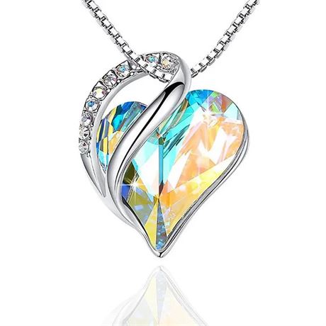 Multi-Color Crystal Rhinestone Pendant Love Heart Necklace