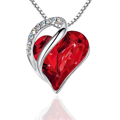 Blood Red Crystal Rhinestone Pendant Love Heart Necklace