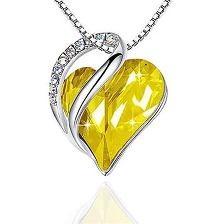 Gold Crystal Rhinestone Pendant Love Heart Necklace