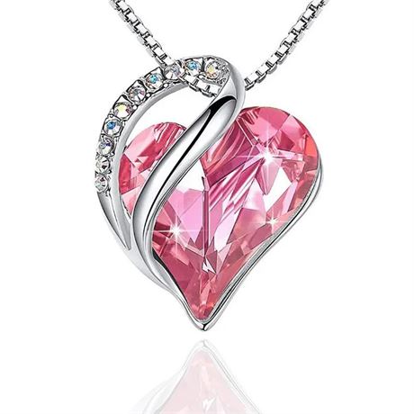 Pink Crystal Rhinestone Pendant Love Heart Necklace