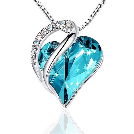 Turquoise Crystal Rhinestone Pendant Love Heart Necklace