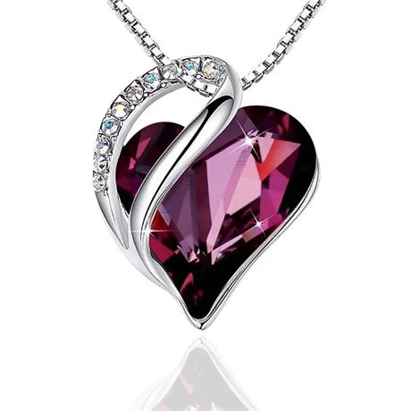 Dark Red Crystal Rhinestone Pendant Love Heart Necklace