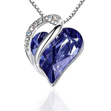 Purple Crystal Rhinestone Pendant Love Heart Necklace