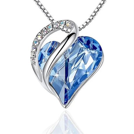Light Blue Crystal Rhinestone Pendant Love Heart Necklace