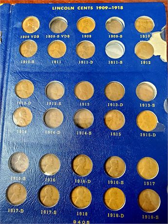 1909 - 1940 Mostly Complete Lincoln Wheat Cent Album