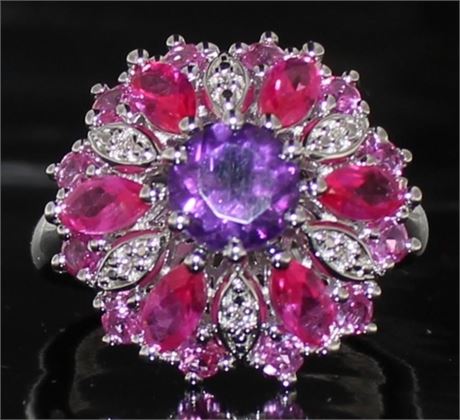 STUNNING 4.88 CT RUBY & PINK SAPHIRE RING
